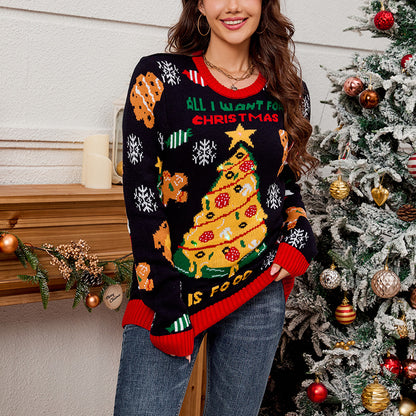 Casual Christmas sweater with jacquard pattern