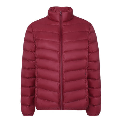 Light women's down jacket with stand-up collar