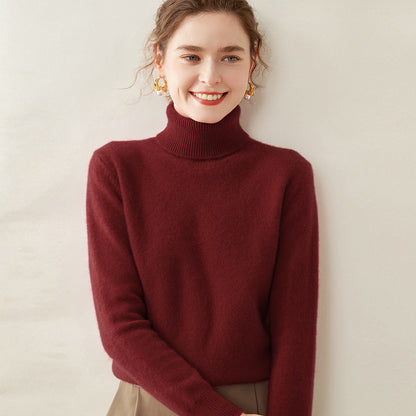Women's turtleneck sweater made of 100% cashmere, warm