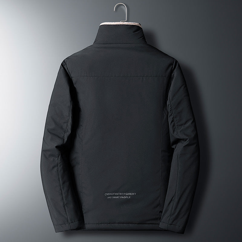 Padded men's winter jacket with stand-up collar