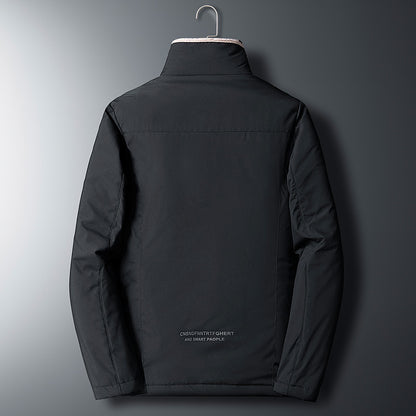 Padded men's winter jacket with stand-up collar