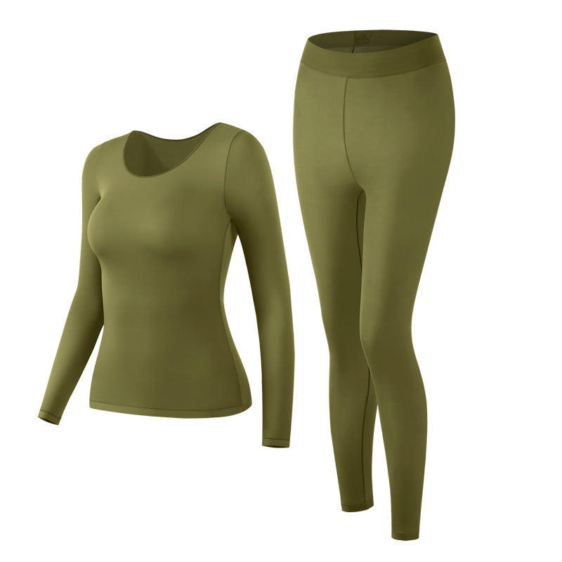 Elastic Thermal Underwear Set with Round Neck