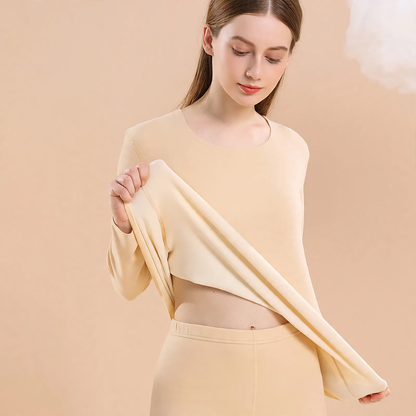 Thermal underwear set, lined, round neck