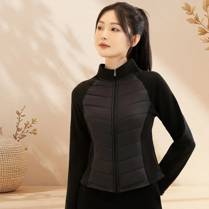 Women's quilted jacket with stand-up collar and graphene inner lining