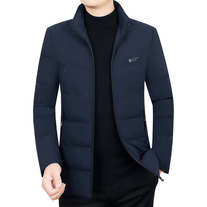 Men's down jacket with stand-up collar, white duck down