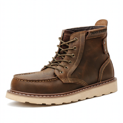 Men's work boots in retro style made of leather