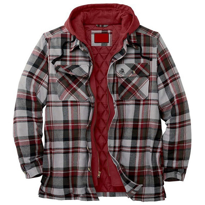 Men's hooded jacket, checkered, lined