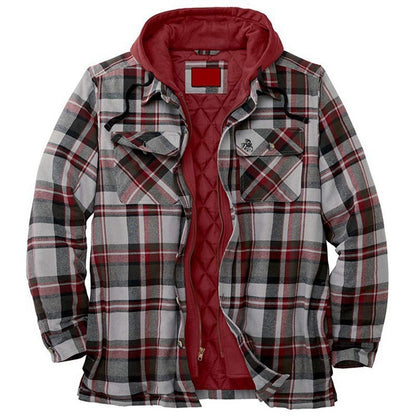 Men's hooded jacket, checkered, lined