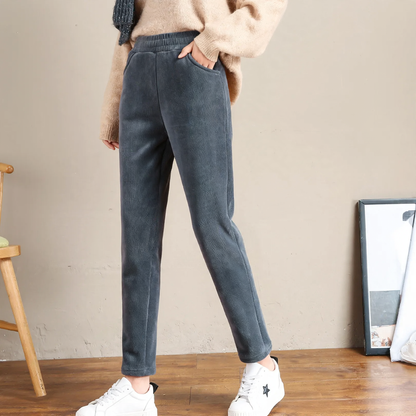 Ladies corduroy trousers, padded, casual fit