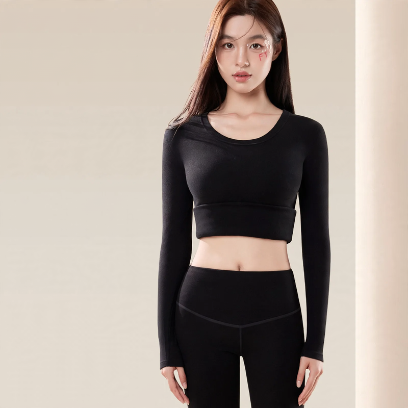 Women's thermal underwear set, elastic, round neck