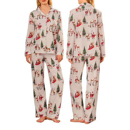 Women's house suit, long-sleeved, with collar, set