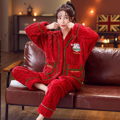 Women's house suit, flannel, lined, with zipper
