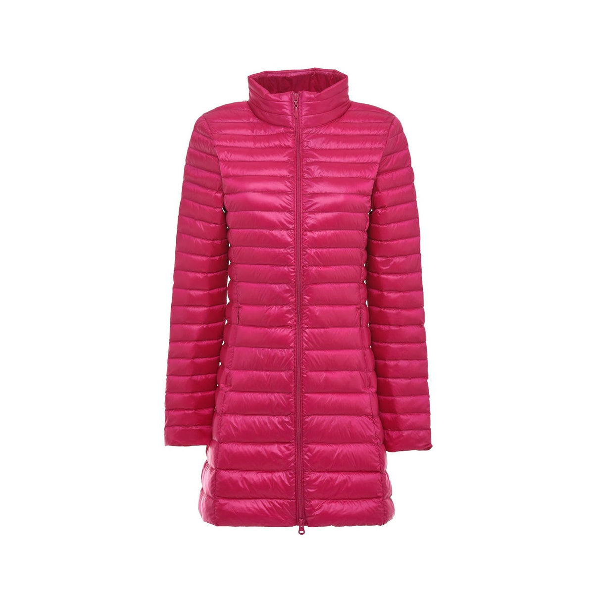 Women's down coat, mid-length, stand-up collar