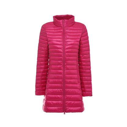 Women's down coat, mid-length, stand-up collar