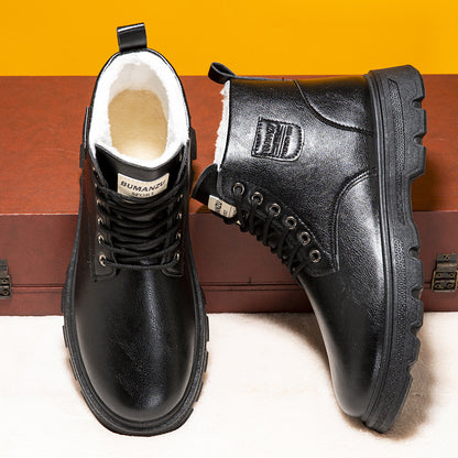 Men's ankle boots made of genuine cowhide leather, lined