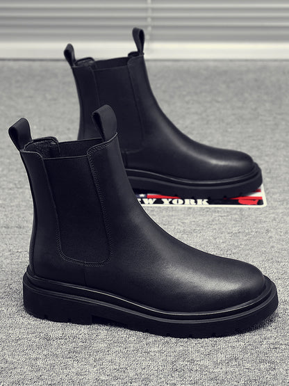 Men's Chelsea boots made of cowhide leather, mid-high shaft