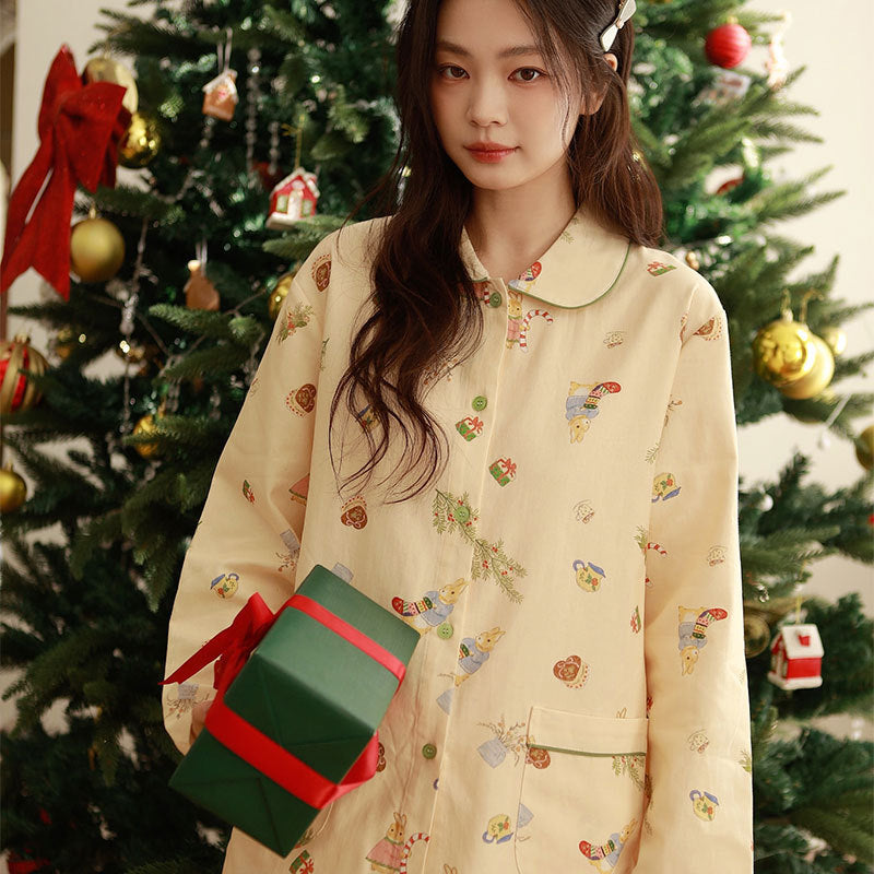 Women's loungewear, cotton, brushed, Christmas motif