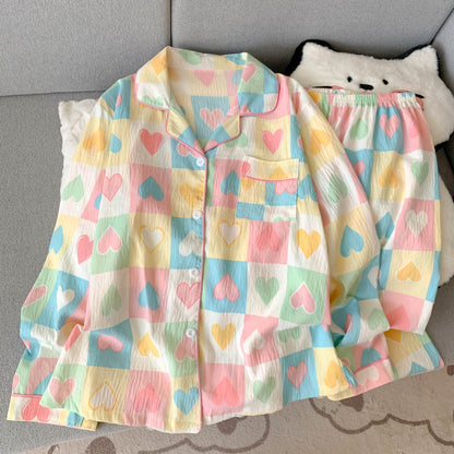 Ladies' Pajama Set, long-sleeved, with button placket, Cartoon style
