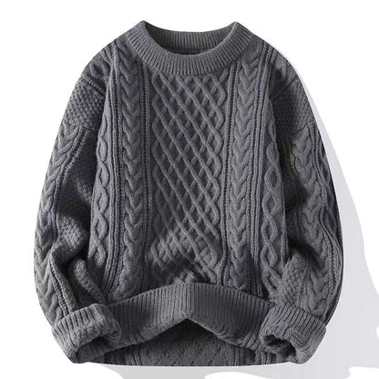 Coarse knit pullover with cable pattern for men