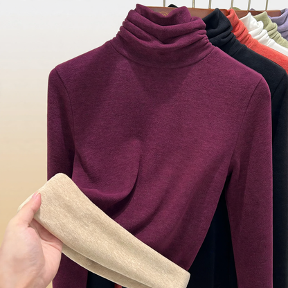 Women's thermal shirt with stand-up collar, lined