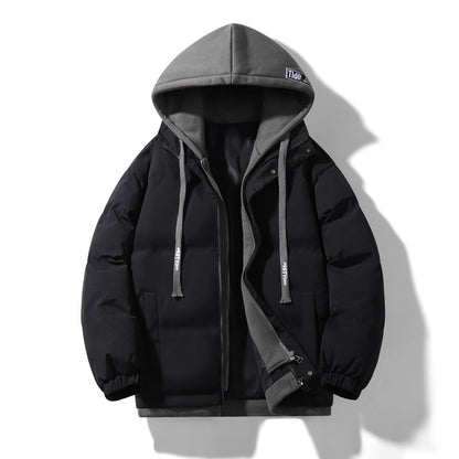 Padded men's winter jacket, hood, loose fit