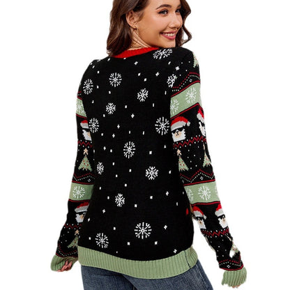 Christmas knitted sweater with LED light effects