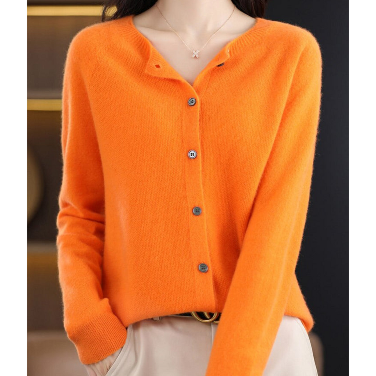 EVA-US | Merino wool women's O-neck cardigan cashmere sweater