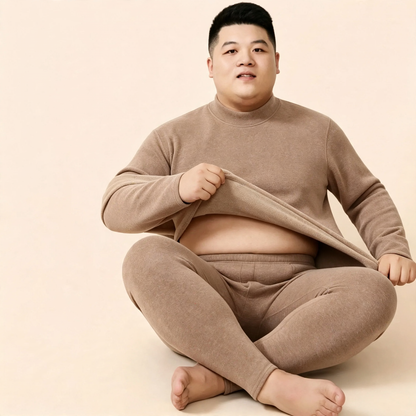 Padded thermal underwear set with lamb fleece imitation