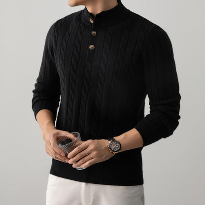 Heavy knit cardigan with textured pattern