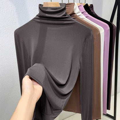 Women’s Long Sleeve Turtleneck Shirt, Ribbed and Elastic