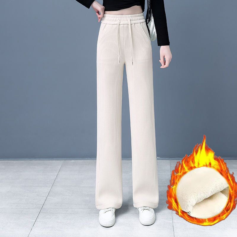 Women's corduroy pants, lined, straight cut