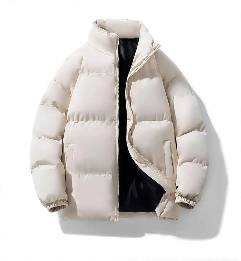 Padded men's winter jacket with stand-up collar