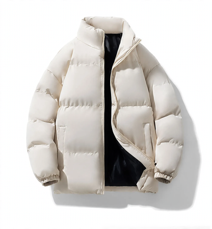 Padded men's winter jacket with stand-up collar