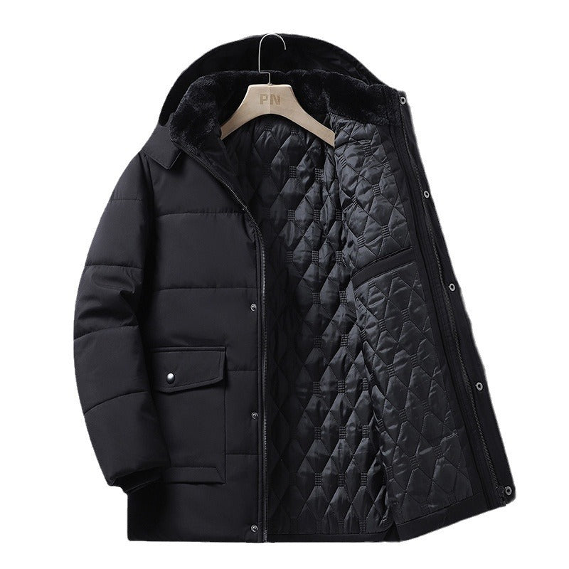 Padded winter jacket for men, removable hood