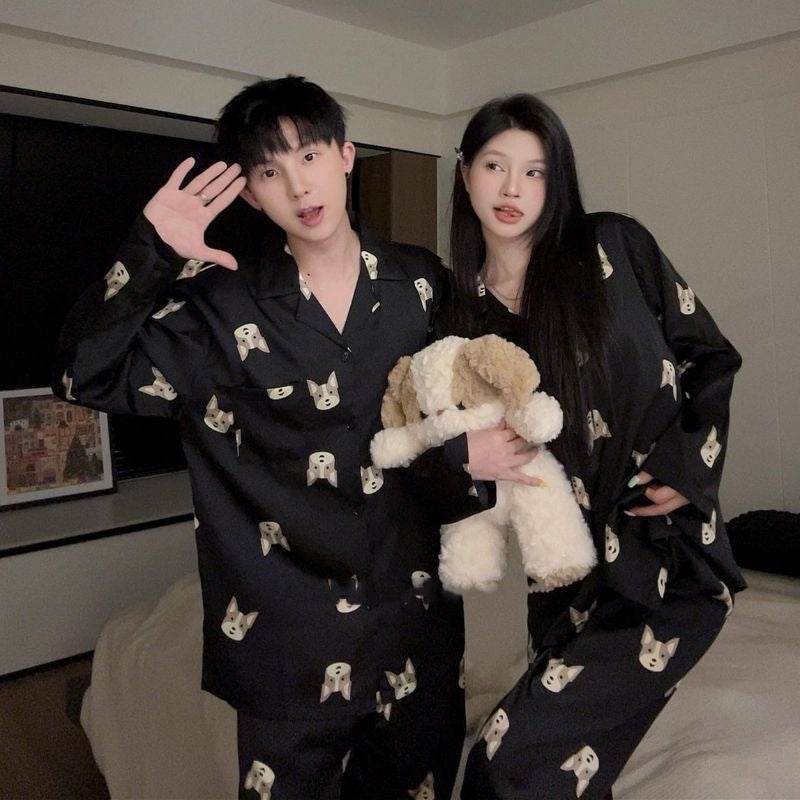 Cartoon pajama set for couples, long-sleeved