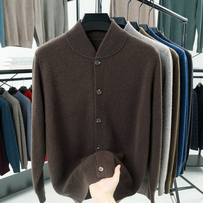 Men's cardigan with standing collar and buttons