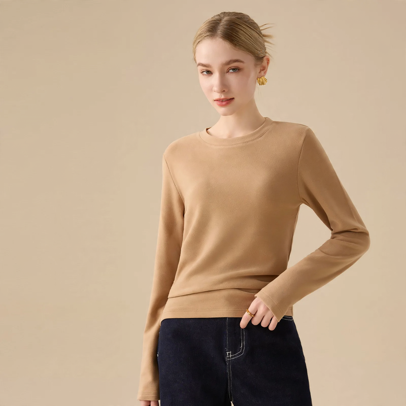 Women’s Long Sleeve Undershirt, Lined, Round Neck