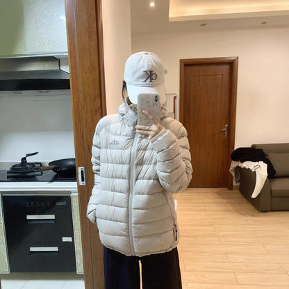 Light women's down jacket with hood
