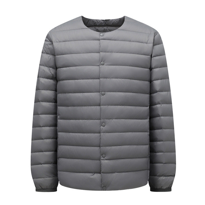 Unisex down jacket, lightweight, with adjustable neckline