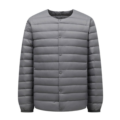 Unisex down jacket, lightweight, with adjustable neckline
