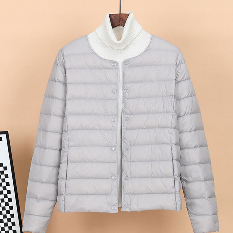 Lightweight, short down jacket as a base layer