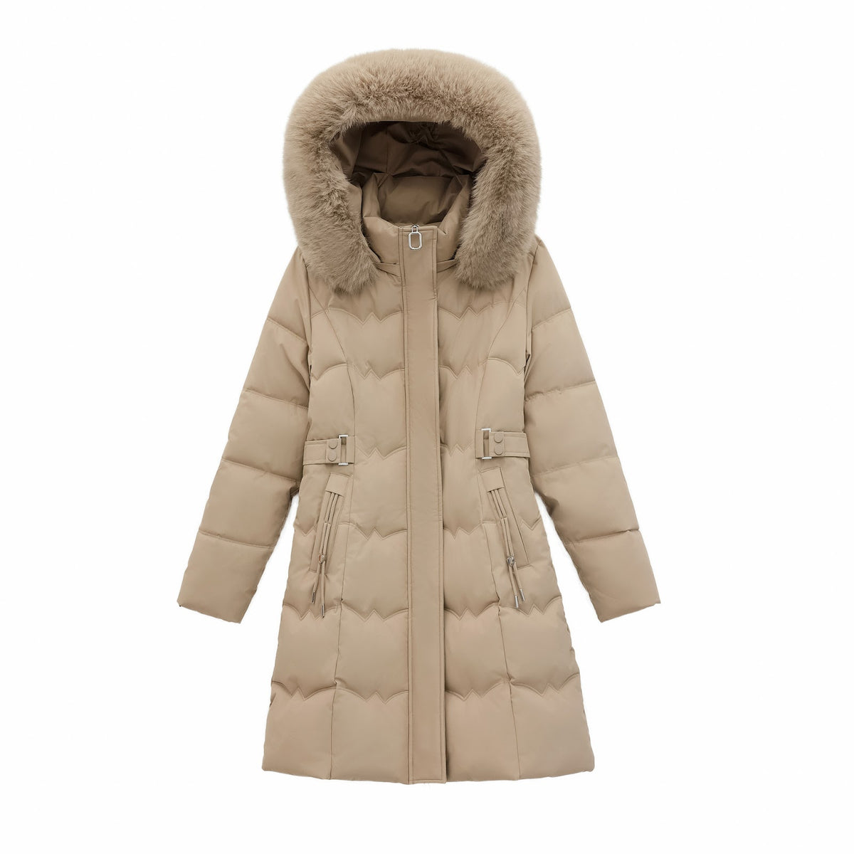 Women's quilted jacket, mid-length, with double zipper