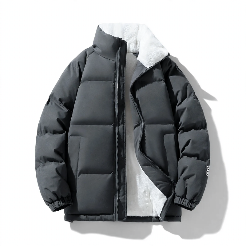 Men's quilted jacket, windproof, stand-up collar, loose