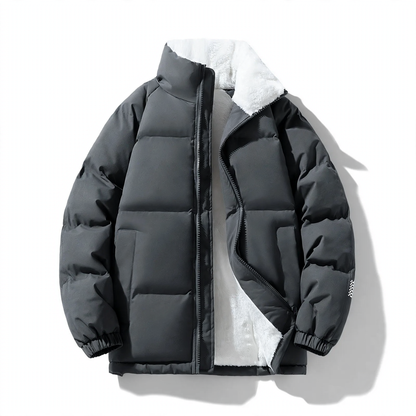 Men's quilted jacket, windproof, stand-up collar, loose