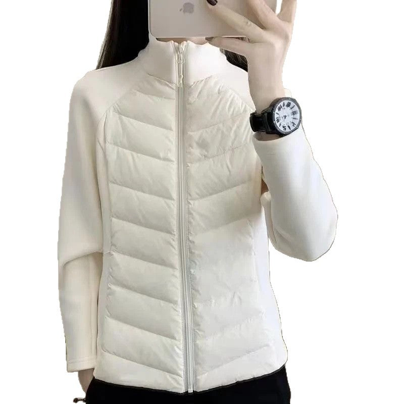 Sporty women's padded jacket with stand-up collar