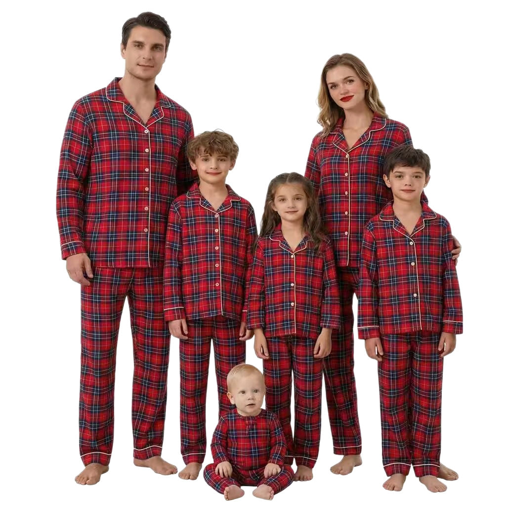 Luxurious Family Pajama Set with Collar