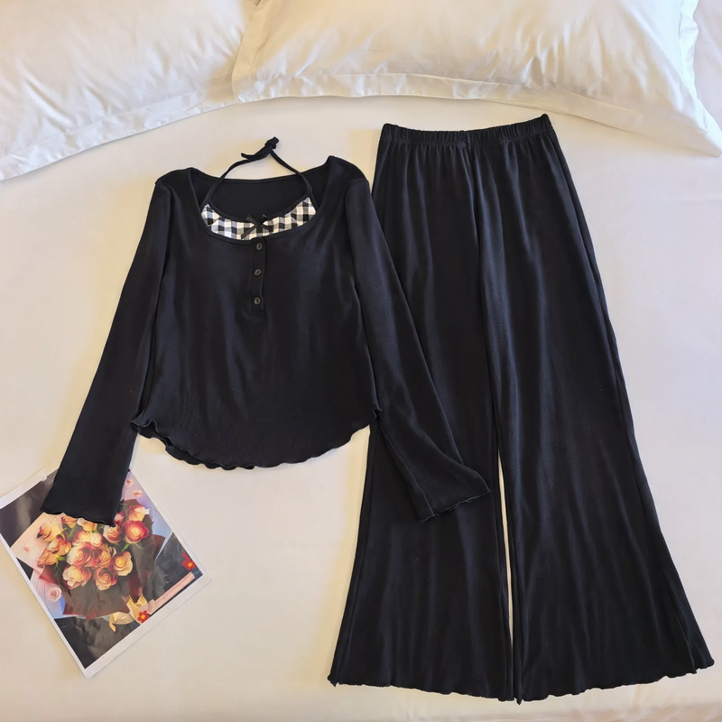 Women's Pajama Set, Long Sleeve, Cotton, with Chest Padding