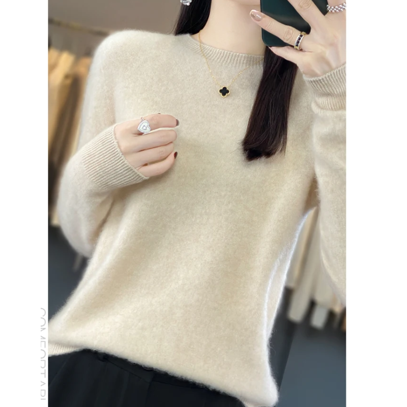 EVA-US | Cashmere Pullover Women's Stylish Crew Neck, Soft & Comfortable