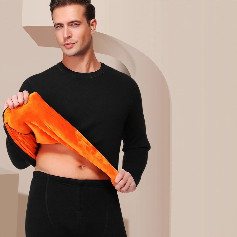 Men's Thermal Underwear Set, Lined, Round Neck