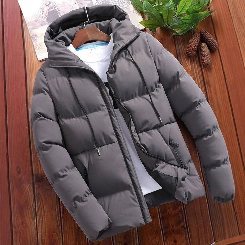 Men's quilted jacket with hood, short